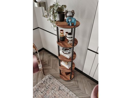 HANAH HOME Polica za knjige Bookcase 5 Layer Round Walnut