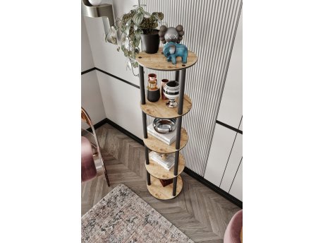 HANAH HOME Polica za knjige Bookcase 5 Tiers Round Hrast
