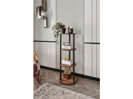 HANAH HOME Polica za knjige Bookcase 4 Layer Round Walnut