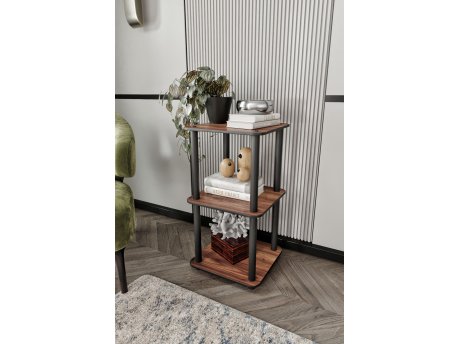 HANAH HOME Polica za knjige Bookcase 3 Tiers Square Walnut