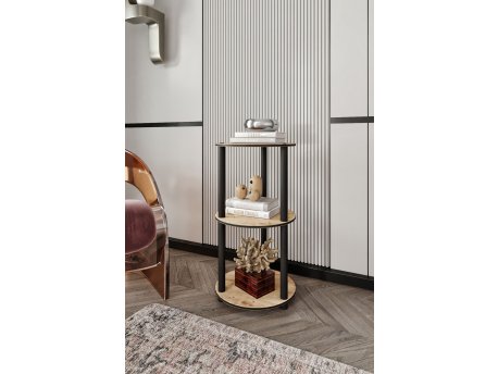 HANAH HOME Polica za knjige Bookcase 3 Tier Round Hrast