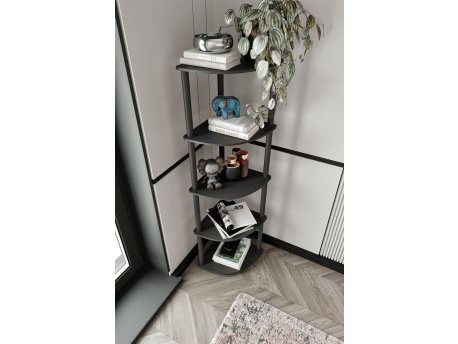 HANAH HOME Polica za knjige Bookcase 5 Corner Black