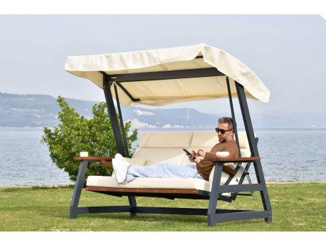 HANAH HOME Baštenska trostruka ljuljaška stolica Nova 2400 Beige