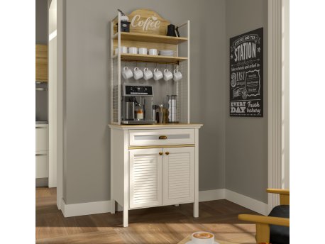 HANAH HOME Višenamenska vitrina za kafe Krem Hrast Bela boja FRN 21028 1