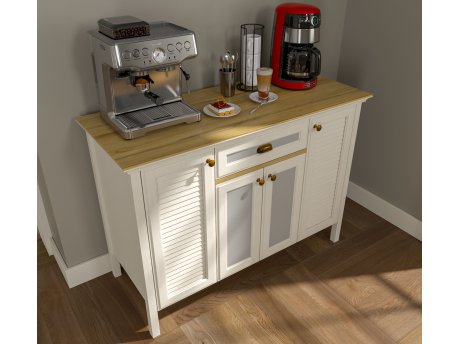 HANAH HOME Visenamenska komoda za kafe Krem Hrast Siva boja FRN 21034