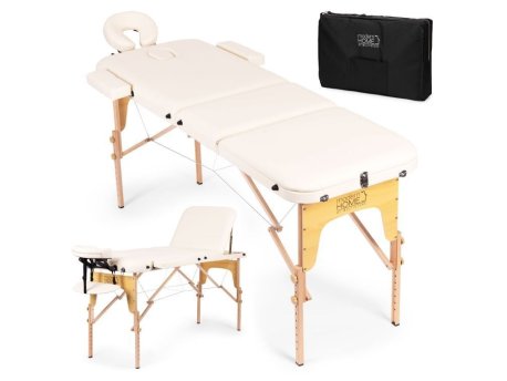ModernHome Drveni masažni i rehabilitacioni sto, 3-sekcioni, sklopivi u kofer + torba