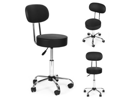 ModernHome Rotirajuca stolica sa naslonom za ledja, kozmeticka i medicinska, podesiva, crna - ModernHome