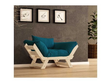 HANAH HOME Garden 1-Seat Sofa Prirodno Petrol Blue CPT8148 140