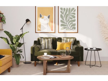 Atelier del Sofa 2-Seat Sofa Robin 2 Oil Green Walnut