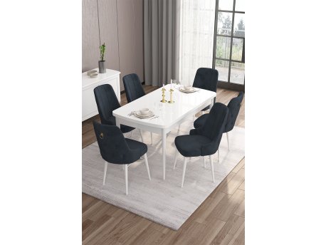 HANAH HOME Set Trpezarijski sto i 6 stolica Are White Anthracite