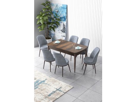 HANAH HOME Set Trpezarijski sto i 6 stolica Zen Baroque Grey