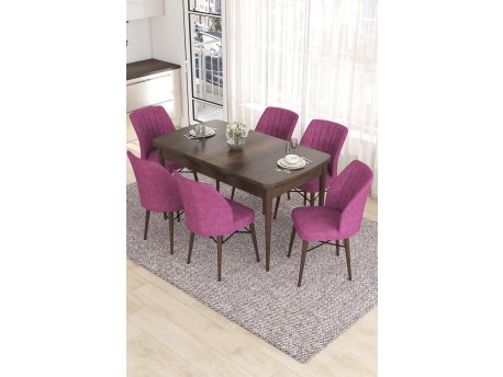 HANAH HOME Set Trpezarijski sto i 6 stolica Eva Baroque Purple