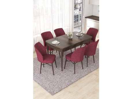 HANAH HOME Set Trpezarijski sto i 6 stolica Nef Baroque Burgundy