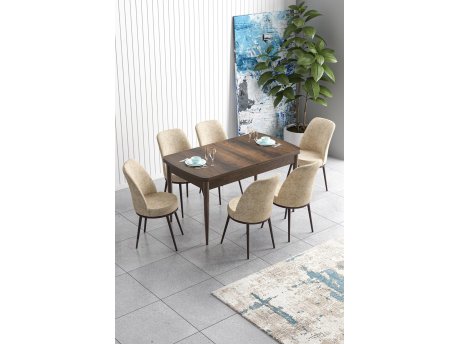 HANAH HOME Set Trpezarijski sto i 6 stolica Han Baroque Cream