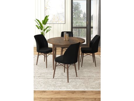 HANAH HOME Set Trpezarijski sto i 4 stolice Rox Baroque Black