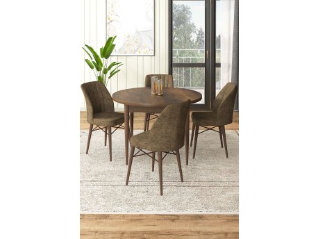 HANAH HOME Set Trpezarijski sto i 4 stolice Rox Baroque Brown