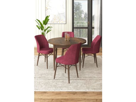 HANAH HOME Set Trpezarijski sto i 4 stolice Rox Baroque Burgundy