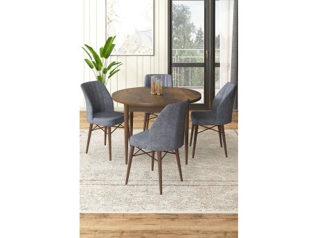 HANAH HOME Set Trpezarijski sto i 4 stolice Rox Baroque Fume