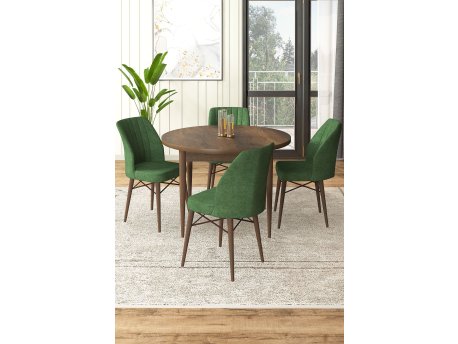 HANAH HOME Set Trpezarijski sto i 4 stolice Rox Baroque Khaki