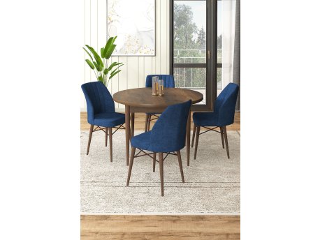 HANAH HOME Set Trpezarijski sto i 4 stolice Rox Baroque Navy Blue