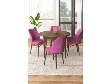 HANAH HOME Set Trpezarijski sto i 4 stolice Rox Baroque Purple