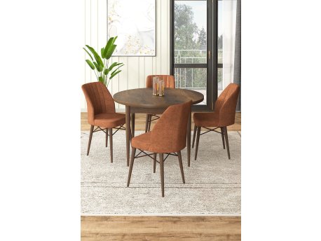 HANAH HOME Set Trpezarijski sto i 4 stolice Rox Baroque Tile Red