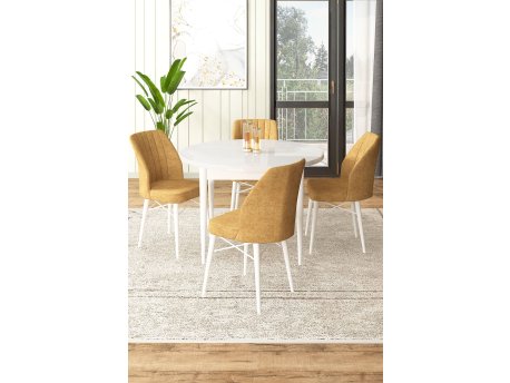 HANAH HOME Set Trpezarijski sto i 4 stolice Rox White Cappuccino