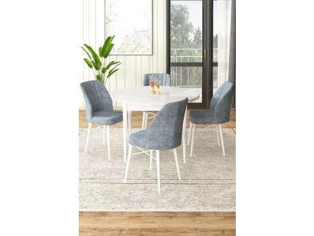 HANAH HOME Set Trpezarijski sto i 4 stolice Rox White Grey