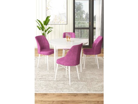 HANAH HOME Set Trpezarijski sto i 4 stolice Rox White Purple