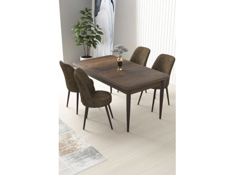 HANAH HOME Set Trpezarijski sto i 4 stolice Nil Baroque Brown
