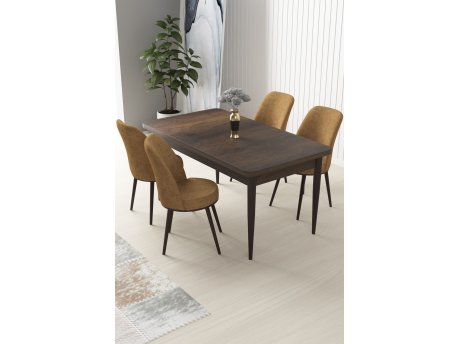 HANAH HOME Set Trpezarijski sto i 4 stolice Nil Baroque Cappuccino