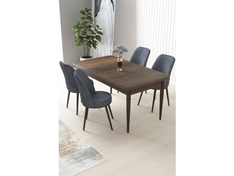 HANAH HOME Set Trpezarijski sto i 4 stolice Nil Baroque Fume