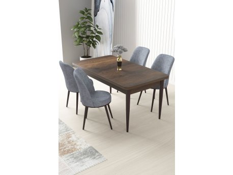 HANAH HOME Set Trpezarijski sto i 4 stolice Nil Baroque Grey