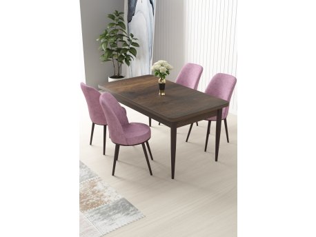 HANAH HOME Set Trpezarijski sto i 4 stolice Nil Baroque Pink