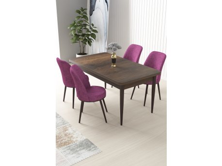 HANAH HOME Set Trpezarijski sto i 4 stolice Nil Baroque Purple