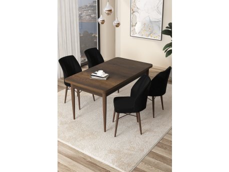 HANAH HOME Set Trpezarijski sto i 4 stolice Arp Baroque Black