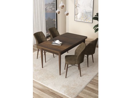 HANAH HOME Set Trpezarijski sto i 4 stolice Arp Baroque Brown