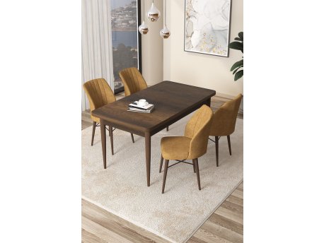 HANAH HOME Set Trpezarijski sto i 4 stolice Arp Baroque Cappuccino