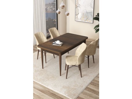 HANAH HOME Set Trpezarijski sto i 4 stolice Arp Baroque Cream