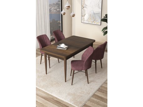 HANAH HOME Set Trpezarijski sto i 4 stolice Arp Baroque Dusty Rose