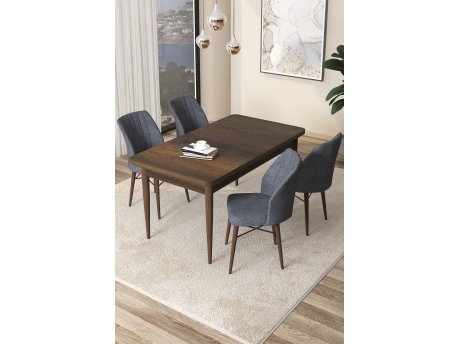 HANAH HOME Set Trpezarijski sto i 4 stolice Arp Baroque Fume