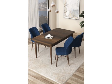 HANAH HOME Set Trpezarijski sto i 4 stolice Arp Baroque Navy Blue