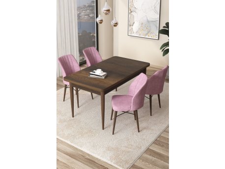 HANAH HOME Set Trpezarijski sto i 4 stolice Arp Baroque Pink