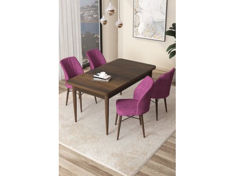 HANAH HOME Set Trpezarijski sto i 4 stolice Arp Baroque Purple