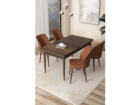 HANAH HOME Set Trpezarijski sto i 4 stolice Arp Baroque Tile Red