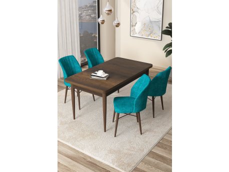HANAH HOME Set Trpezarijski sto i 4 stolice Arp Baroque Turquoise