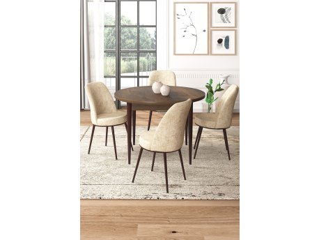 HANAH HOME Set Trpezarijski sto i 4 stolice Tor Baroque Cream