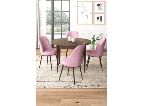 HANAH HOME Set Trpezarijski sto i 4 stolice Tor Baroque Pink