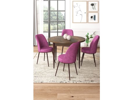 HANAH HOME Set Trpezarijski sto i 4 stolice Tor Baroque Purple