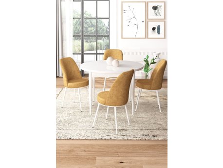 HANAH HOME Set Trpezarijski sto i 4 stolice Tor White Cappuccino